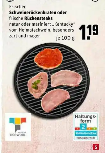 REWE Schweinerückenbraten Oder Rückensteaks Angebot