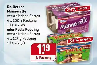 REWE Dr Oetker Marmorette Oder Paula Pudding Angebot