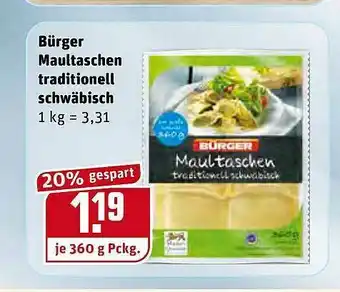 REWE Bürger Maultaschen Traditionell Schwäbisch Angebot