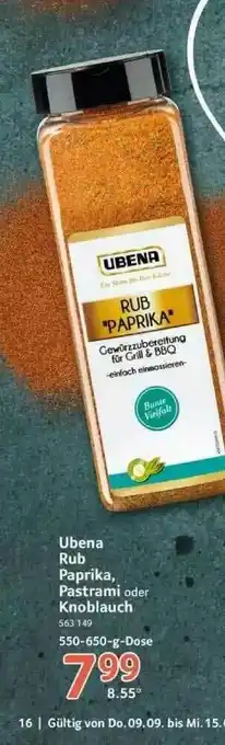 Selgros Ubena Rub Paprika, Pastrami Oder Knoblauch Angebot