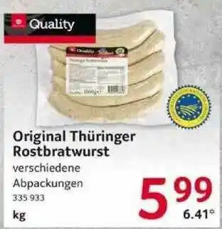 Selgros Original Thüringer Rostbratwurst Angebot