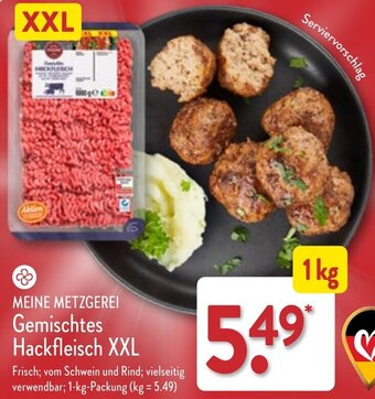 Aldi Nord MEINE METZGEREI Gemischtes Hackfleisch XXL 1 kg Packung Angebot