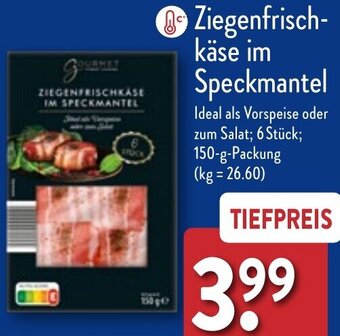 Aldi Nord Gourmet Finest Cuisine Ziegenfrischkäse im Speckmantel 150 g Packung Angebot