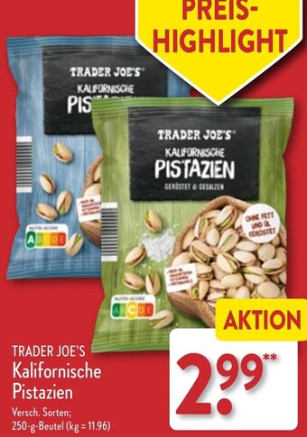 Aldi Nord TRADER JOE'S Kalifornische Pistazien 250 g Beutel Angebot
