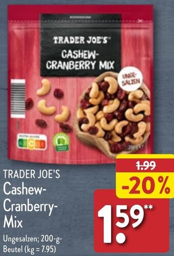Aldi Nord TRADER JOE'S Cashew Cranberry Mix 200 g Beutel Angebot