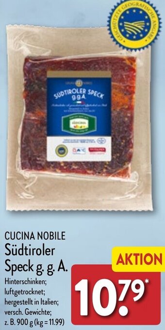 Aldi Nord CUCINA NOBILE Südtiroler Speck g. g. A. Angebot