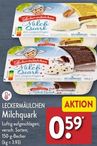 Aldi Nord LECKERMÄULCHEN Milchquark 150 g Becher Angebot