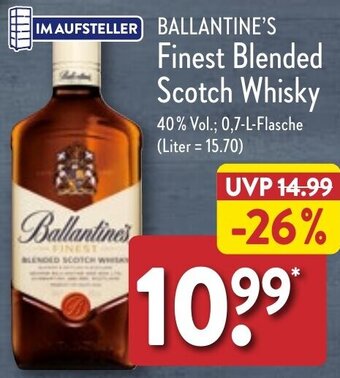 Aldi Nord BALLANTINE'S Finest Blended Scotch Whisky 0,7 L Flasche Angebot