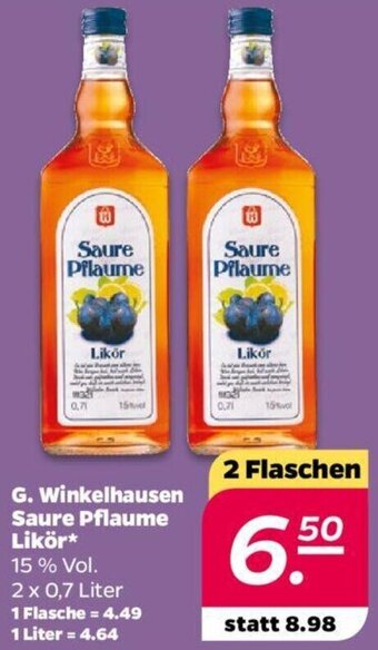 NETTO G. Winkelhausen Saure Pflaume Likör 2 x 0,7 Liter Angebot