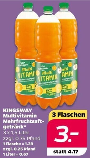 NETTO KINGSWAY Multivitamin Mehrfruchtsaftgetränk 3 x 1,5 Liter Angebot