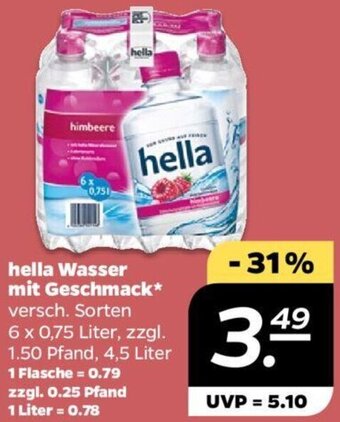 NETTO hella Wasser mit Geschmack 6x0,75 Liter Angebot