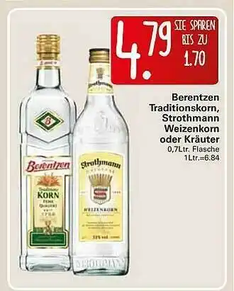 WEZ Berentzen Traditionskorn, Strothmann Weizenkorn Oder Kräuter Angebot