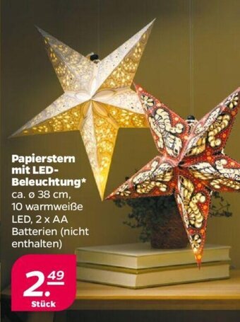 NETTO Papierstern mit LED-Beleuchtung ca. Ø 38 cm Angebot