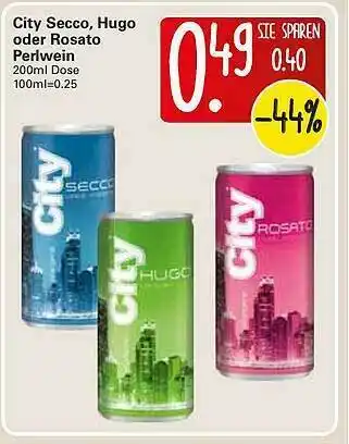 WEZ City Secco, Hugo Oder Rosato Perlwein Angebot