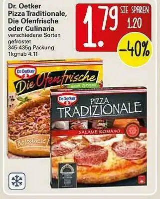 WEZ Dr Oetker Pizza Traditionale, Die Ofenfrische Oder Culinaria Angebot