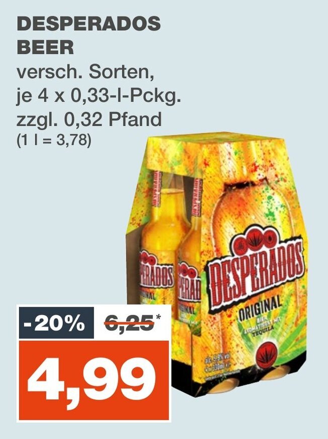 Desperados Beer, 0,33 l