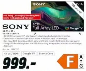 Saturn SONY KD 55 X 85 L 55" UHD-LED TV Angebot