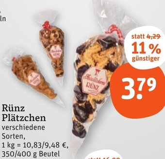 tegut Rünz Plätzchen 350/400 g Beutel Angebot