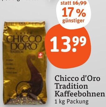 tegut Chicco d'Oro Tradition Kaffeebohnen 1 kg Packung Angebot