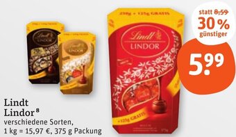 tegut Lindt Lindor 375 g Packung Angebot