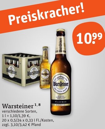 tegut Warsteiner 20 x 0,5/24 x 0,33 L Fl./Kasten Angebot
