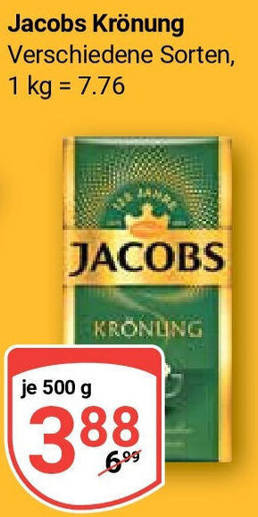 Globus Jacobs Krönung je 500 g Angebot