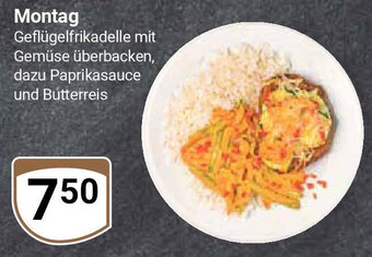 Globus Geflügelfrikadelle mit Gemüse überbacken, dazu Paprikasauce und Butterreis Angebot