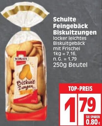 Edeka Schulte Feingebäck Biskuitzungen 250g Beutel Angebot