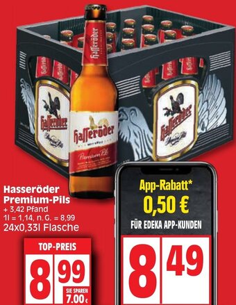 Edeka Hasseröder Premium-Pils 24x0,33 L Flasche Angebot