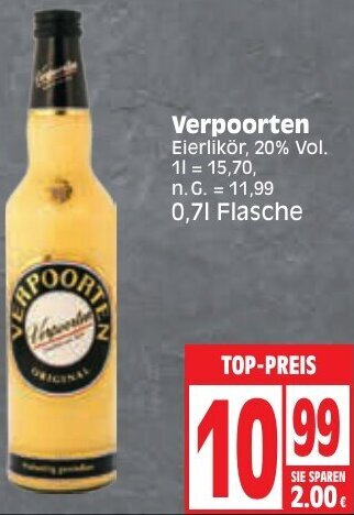 Edeka Verpoorten Eierlikör 0,7 L Flasche Angebot