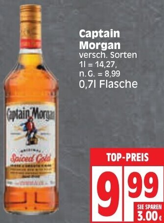 Edeka Captain Morgan 0,7 L Flasche Angebot