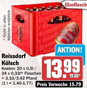 Hit Reissdorf Kölsch 20x0,5/24x0,33 L Angebot