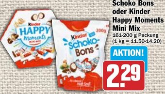 Hit Schoko Bons oder Kinder Happy Moments Mini Mix 161-200 g Packung Angebot