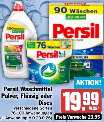 Hit Persil Waschmittel Pulver, Flüssig oder Discs 76-100 Anwendungen Angebot