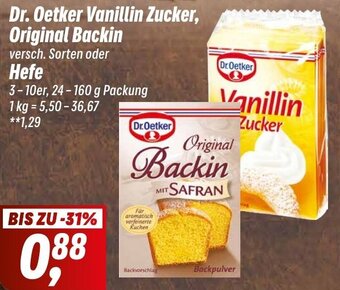 Simmel Dr. Oetker Vanillin Zucker, Original Backin oder Hefe 24-160 g Packung Angebot