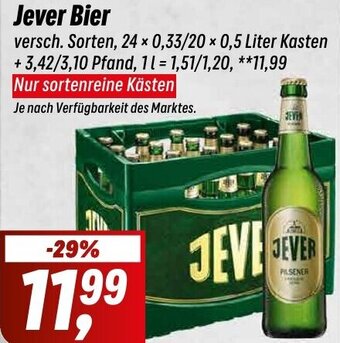 Simmel Jever Bier 24x0,33/20x0,5 Liter Kasten Angebot