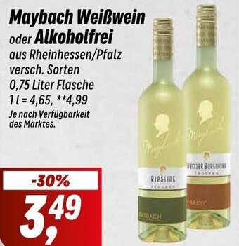 Simmel Maybach Weißwein oder Alkoholfrei 0,75 Liter Flasche Angebot