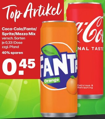 Handelshof Coca-Cola/Fanta/ Sprite/Mezzo Mix 0,33 L Dose Angebot