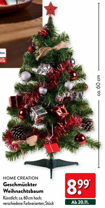 Aldi Nord HOME CREATION Geschmückter Weihnachtsbaum Angebot