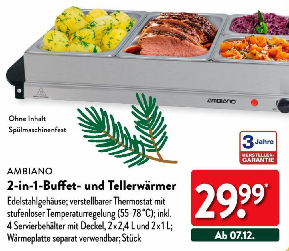 AMBIANO 2in1Buffet und Tellerwärmer Angebot bei Aldi Nord