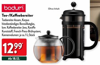 Aldi Nord bodum Tee/Kaffeebereiter Angebot