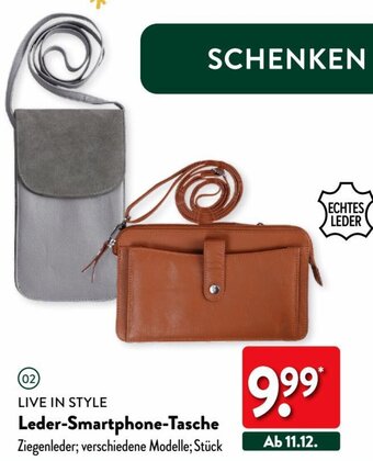 Aldi Nord LIVE IN STYLE Leder Smartphone Tasche Angebot