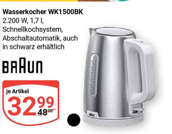 Globus Braun Wasserkocher WK1500BK Angebot