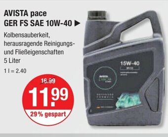 V Markt AVISTA pace GER FS SAE 10W-40 5 Liter Angebot