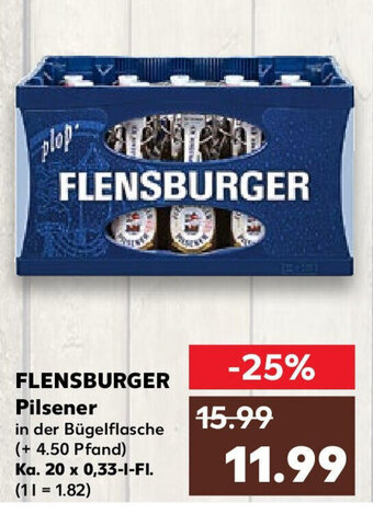 Kaufland FLENSBURGER Pilsener Ka. 20 x 0,33 l Fl. Angebot