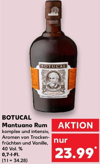 Kaufland BOTUCAL Mantuano Rum 0,7 L-Fl. Angebot