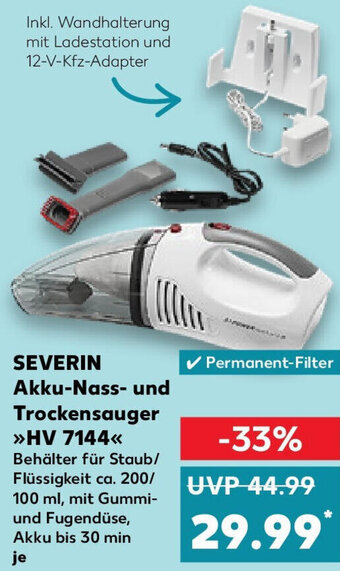 Kaufland SEVERIN Akku-Nass und Trockensauger HV 7144 Angebot