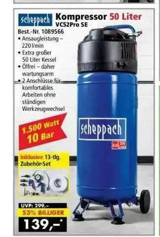 Norma24 Scheppach Kompressor 50 Liter Angebot