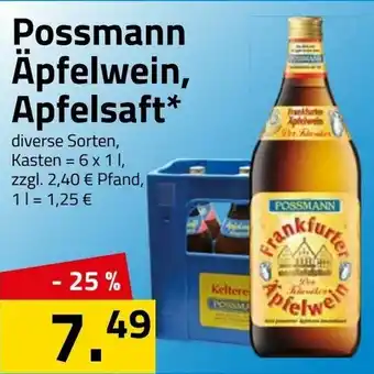 Logo Getränkemarkt Possmann Äpfelwein Apfelsaft 6x1L Angebot