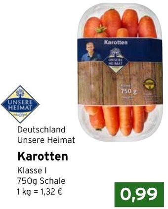 CAP Markt Deutschland Unsere Heimat Karotten 750g Schale Angebot